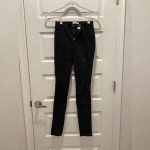 Vibrant Stretch Denim Jeans Distressed High Waisted Black 3 25